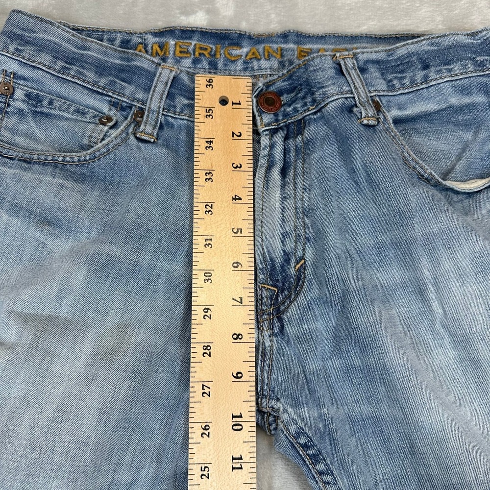 Vintage American Eagle Jeans Mens 31x30 Blue Low Rise Bootcut Light Wash Denim - Picture 5 of 12